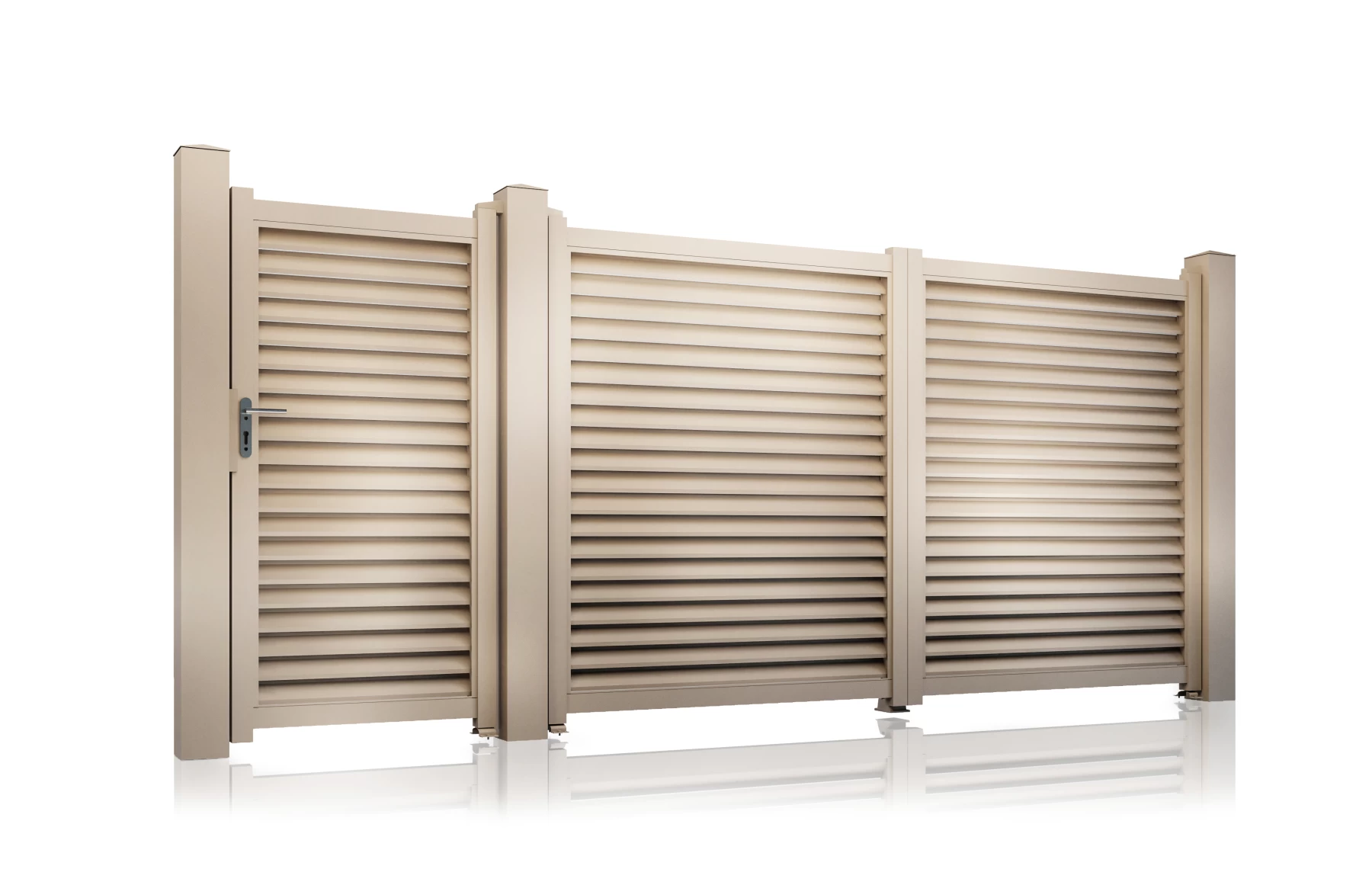 Set porti metalice din aluminiu 900x1800mm, 3000x1800mm, prefabricate, Ivoire, model Jaluzea Suprem