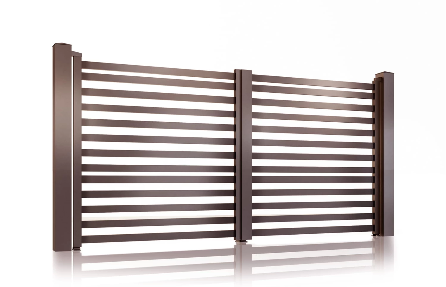Poarta auto metalica din aluminiu 3000x1800mm, prefabricat, maro, model Star