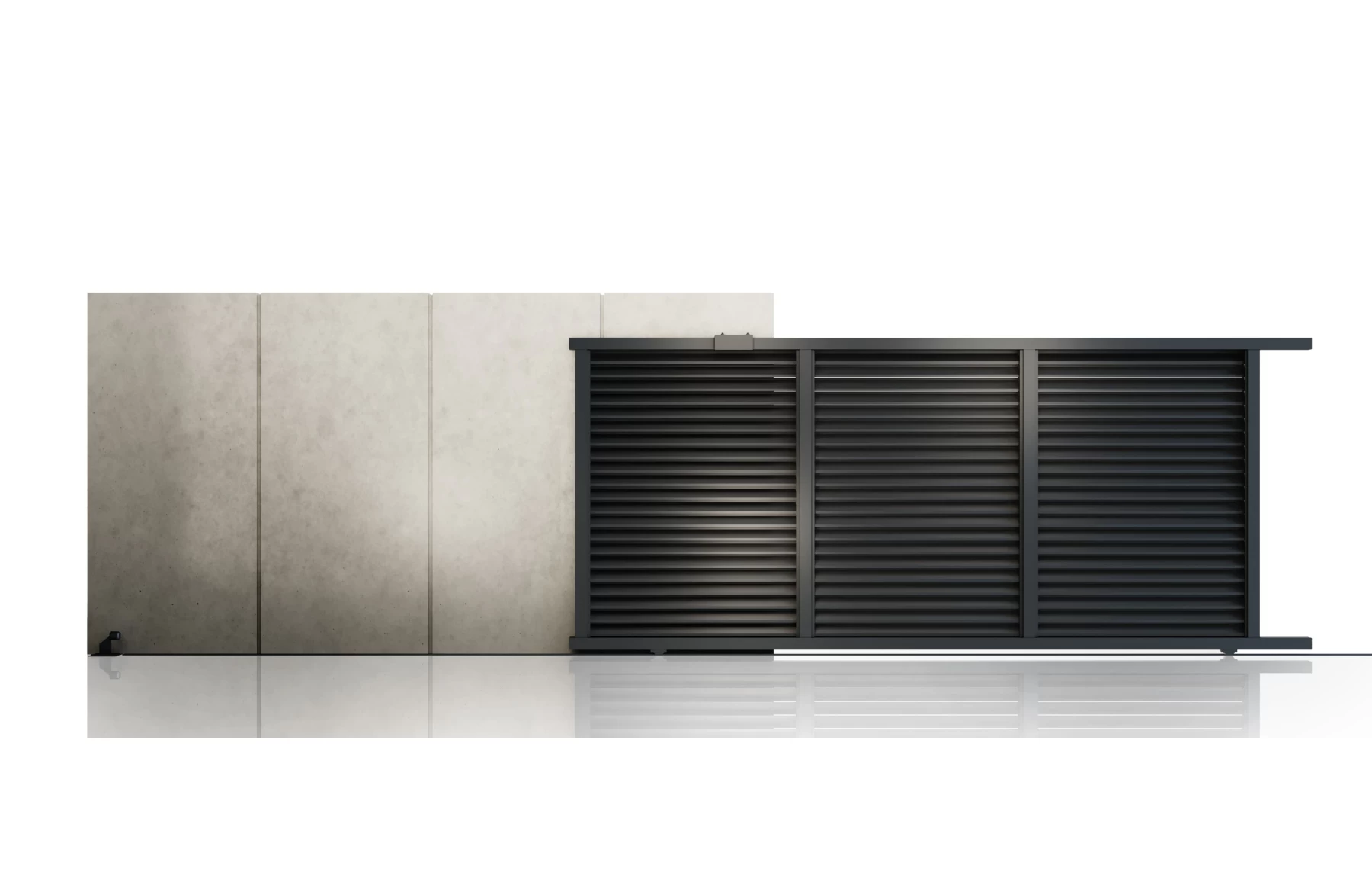Poarta culisanta glisanta metalica din aluminiu, prefabricata, model Jaluzea Suprem, gri antracit, 3000x1800mm