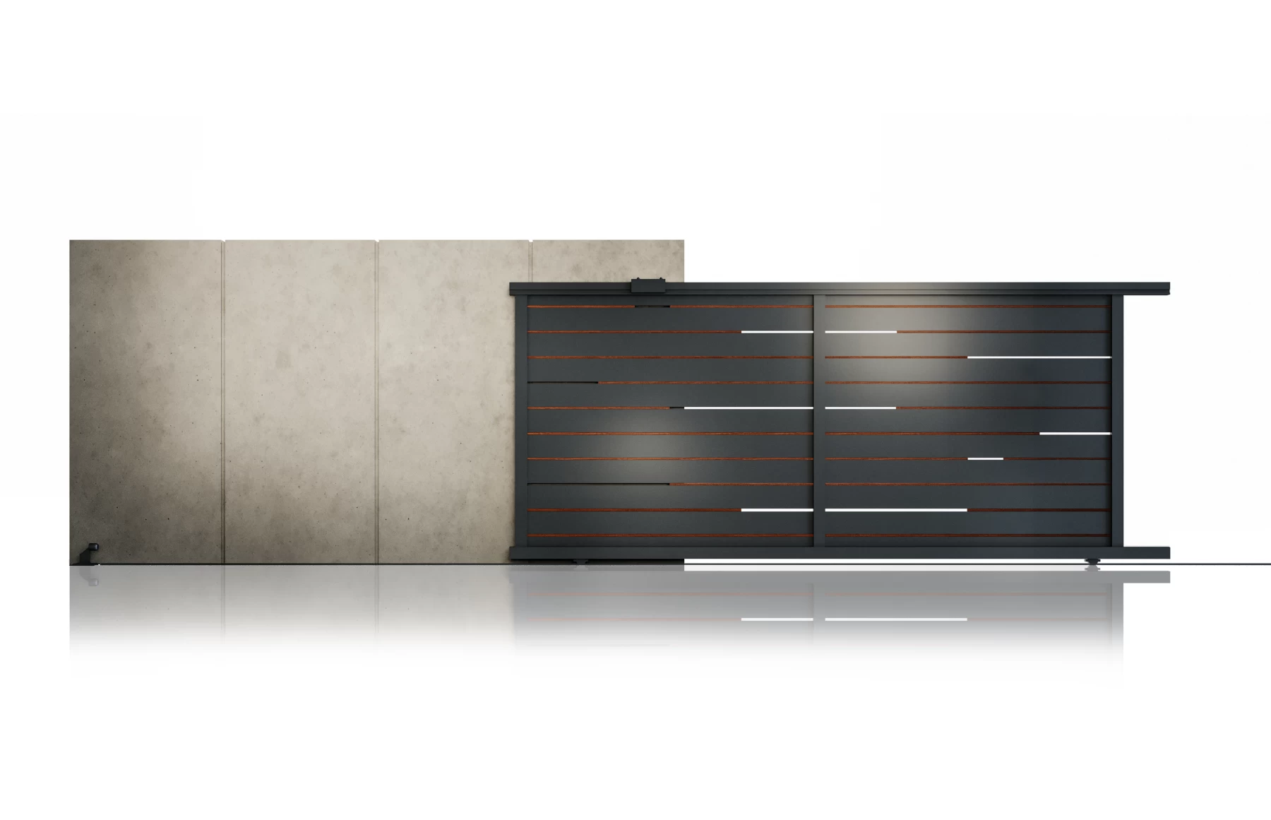 Poarta culisanta  din aluminiu, prefabricata, modnar, 3000x1800mm, iel Ragnsertii tip lemn aluminiu